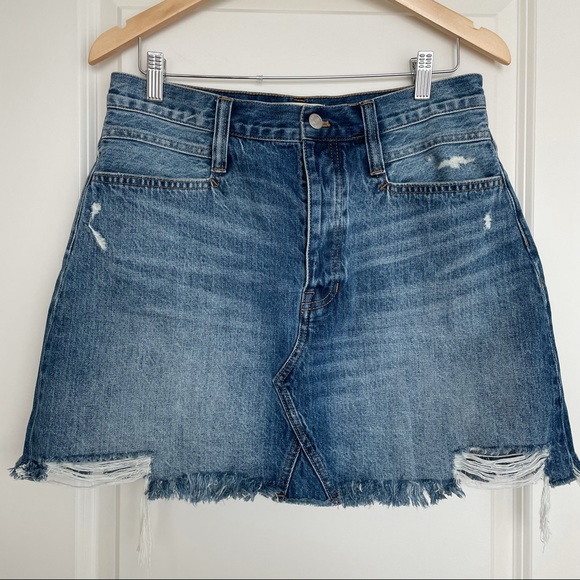 NWOT Madewell Rigid Denim Straight Mini Skirt: Destructed Edition Size 30 - Picture 5 of 13